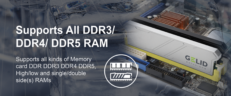 Refroidisseur RAM Gelid IceRock - Compatible DDR3, DDR4, DDR5 - Noir - Pour Améliorer Le Refroidissement Mémoire